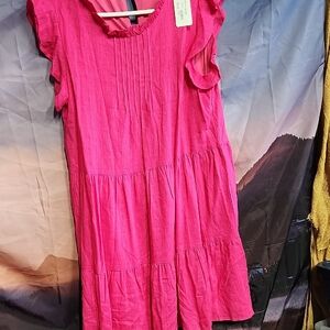 LaviLA Bright Pink Ruffle Dress